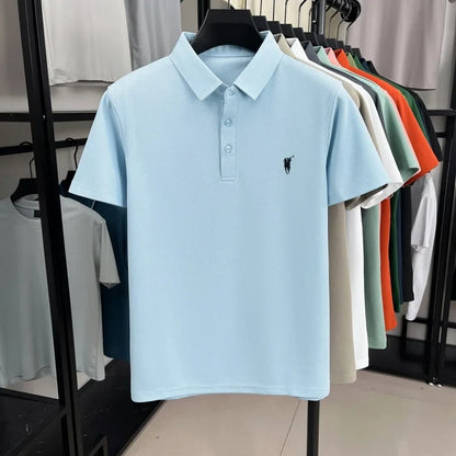 Luxury brand pony embroidery short sleeve polo shirt summer breathable solid color casual men T-shirt fashion high-end Paul top