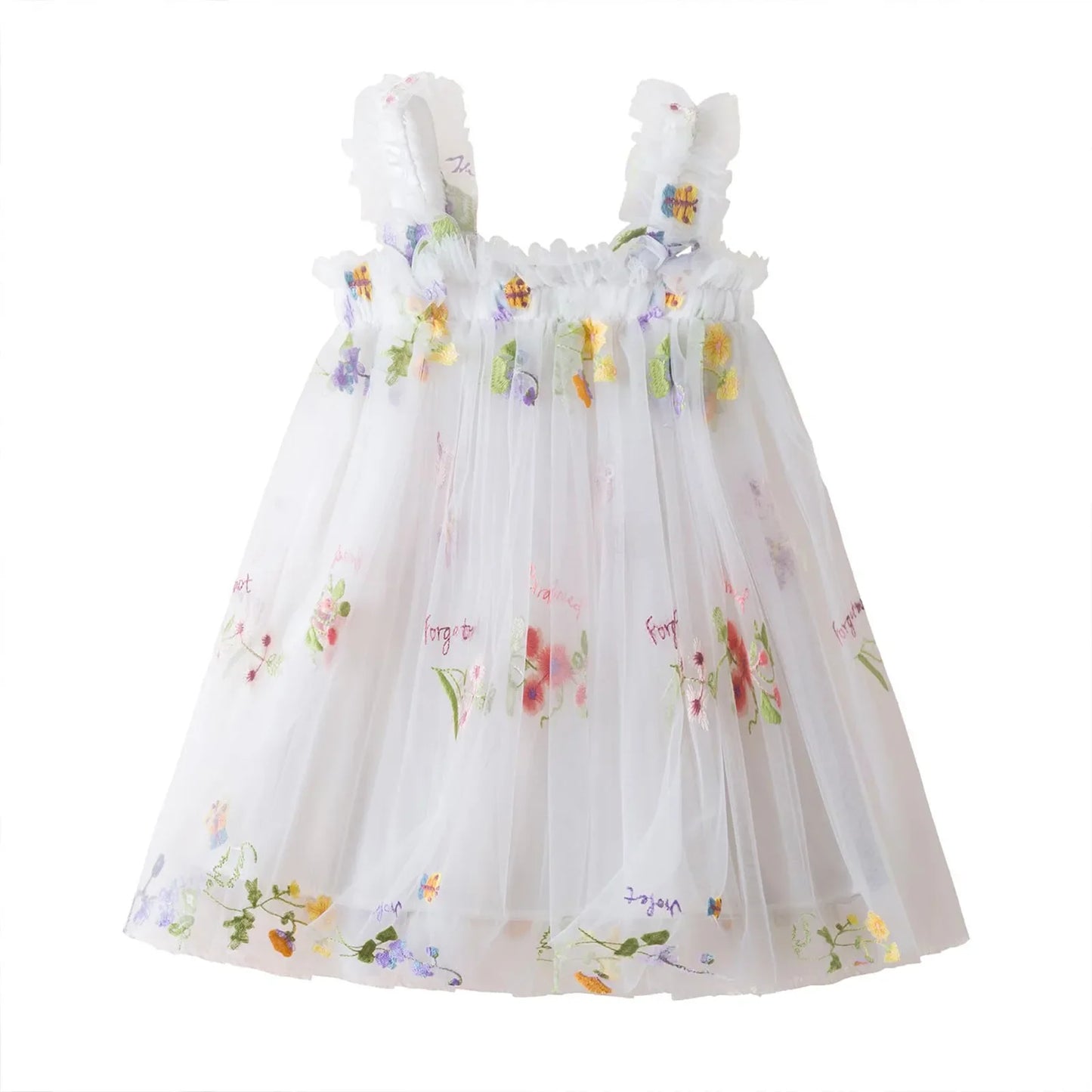 Outdoor Summer Cute Princess Dress Toddler Baby Girls Embroidery Flower Suspender Mesh Dresses Birthday Party Princess Dresses
