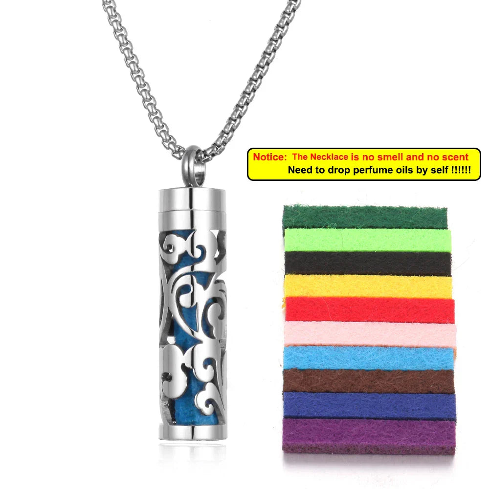 Long Strip Stainless Steel Aromatherapy Necklace Perfume Diffuser Essential Oil Diffuser Pendant Necklace Jewelry Accessories