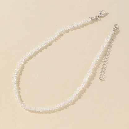 Mulit-cut Glass Crystal Irregular Beaded Choker Necklace for Women Transparent Vintage Collarbone Collar Neck Fashion Jewelry