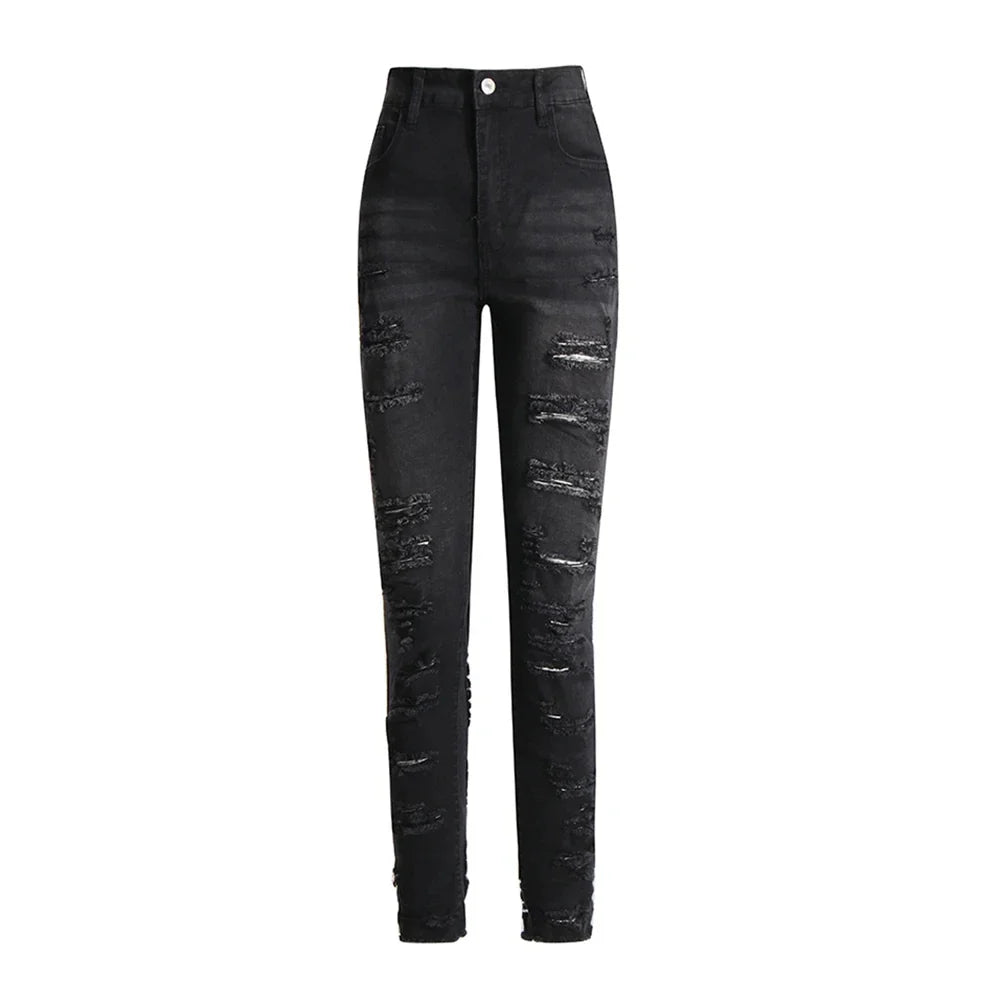 Women High Waist Patchwork Pocket Casual Slim Pencil Pants