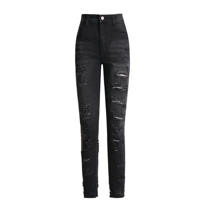 Women High Waist Patchwork Pocket Casual Slim Pencil Pants