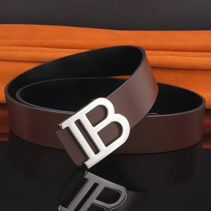 Men's Leather Alloy Buckle Belt 3.7cm Business and Leisure Dual-use High-end Designer Durable Belt