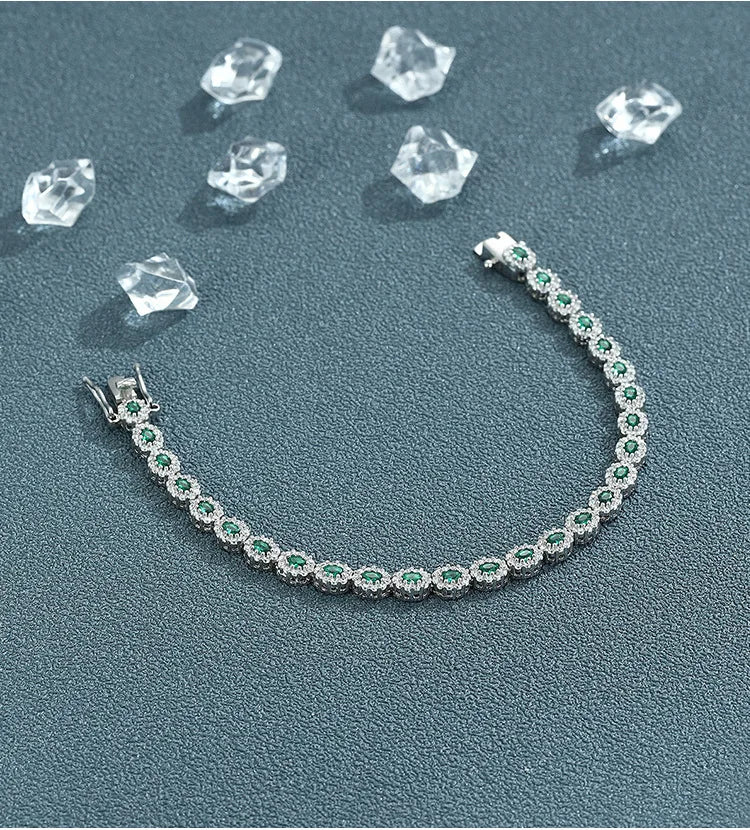 Real 18k White Gold Red Blue Green Moissanite Bracelet for Women Platinum Pt950 Single Row Diamond Simple and Versatile Gift