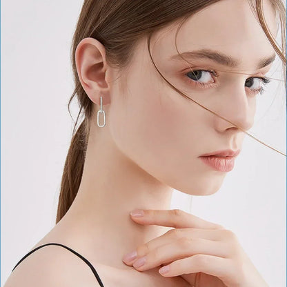 1.4mm Moissanite Paperclip Link Earrings for Women Silver 925 D Color Lab Diamond Huggie Hoop Earrings 2024 Trend Jewelry