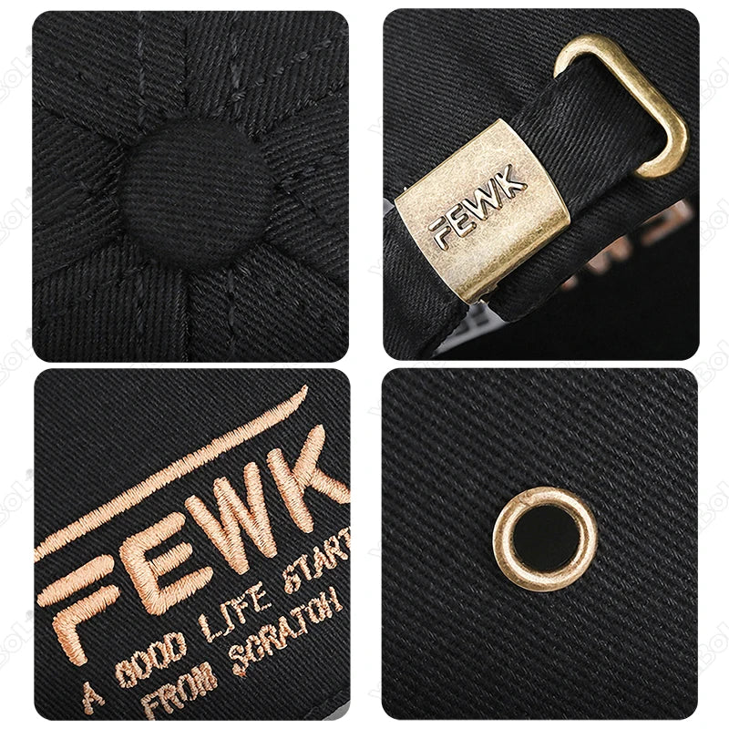 High Quality Chinese Style FEWK Letter Embroidery Cotton Adjustable Baseball Cap Sun Hat Trucker Caps Dad Hats