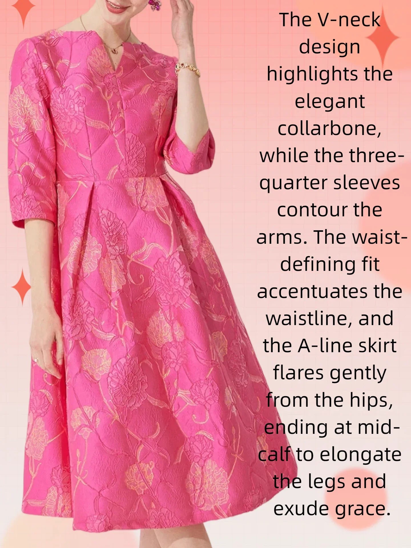 Luxury Dress Women Fashion Elegant Jacquard Dress Party Floral Women Clothing Evening Vintage Dress Formal Vestidos