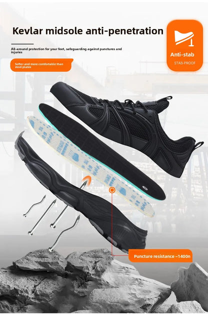 Safety Shoes Men Shoes Breathable Anti Smashing Puncture Comfortable Men's Safety Tennis Steel Toe Cap Puncture