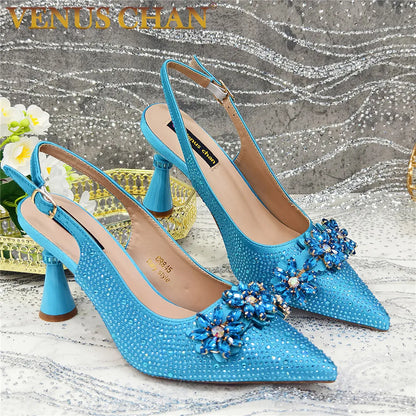 Últimos Sapatos de Design para Mulheres Designer de Luxo Sapatos de Casamento Noiva Sapatos de Festa Decorados com Strass Sandálias Femininas