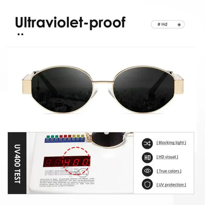 New Trendy Oval Sunglasses for Women Luxury Metal Frame Sun Glasses Ladies Classic Vintage Round Shades Unisex ﻿