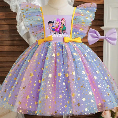 Baby Prinsess Dress Girls Birthday Party Dresses Kids Children Sleeveless Tulle Tutu Clothings 1-5Y