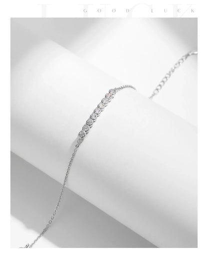 D Color Moissanite 925 Sterling Silver Simple Bracelet Round Lab Diamond Chain Link Jewelry For Women Luxury Wedding Gift