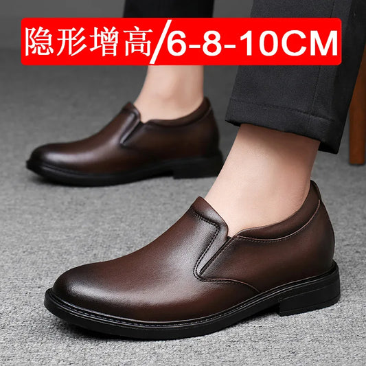 Height Increasing Shoes for Men 6cm 8cm Invisible Elevator Leather Casual Shoes Leathe Zapatillas De Hombre Large-sized Shoes