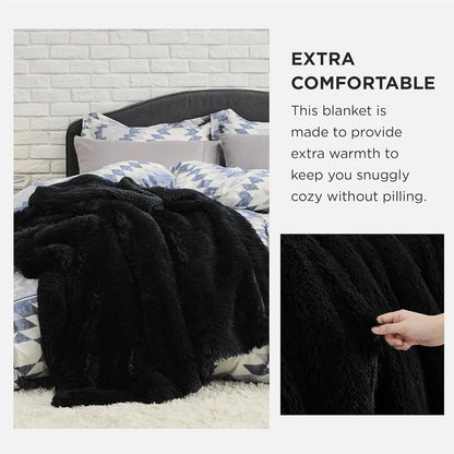 Fluffy Black Throw Blanket Gifts for Women Men Soft Fleece Fuzzy Sherpa Plush Warm Minky Thick Faux Fur Throws for Couch Bed