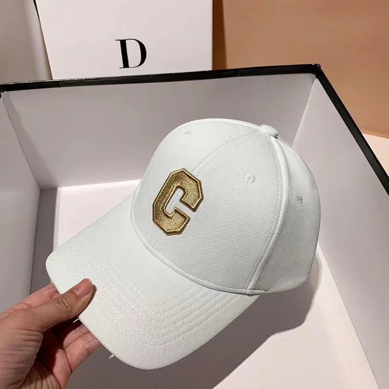 Hats for Men C Letter Embroidered Baseball Cap Kpop Fashion Couple Snapback Cap