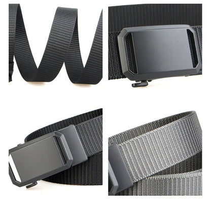 Newest Automatic Buckle Belt Canvas Tactical Waist Belt Durable Casual Outdoor Hunting Golf Adventure Training Pant Belt for Man