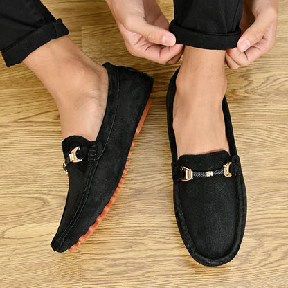 Loafers Men Casual Fashion Suede Men Shoes Lightweight Soft Genuine Leather Moccasins Slip on Driving Shoes for Men Size 48