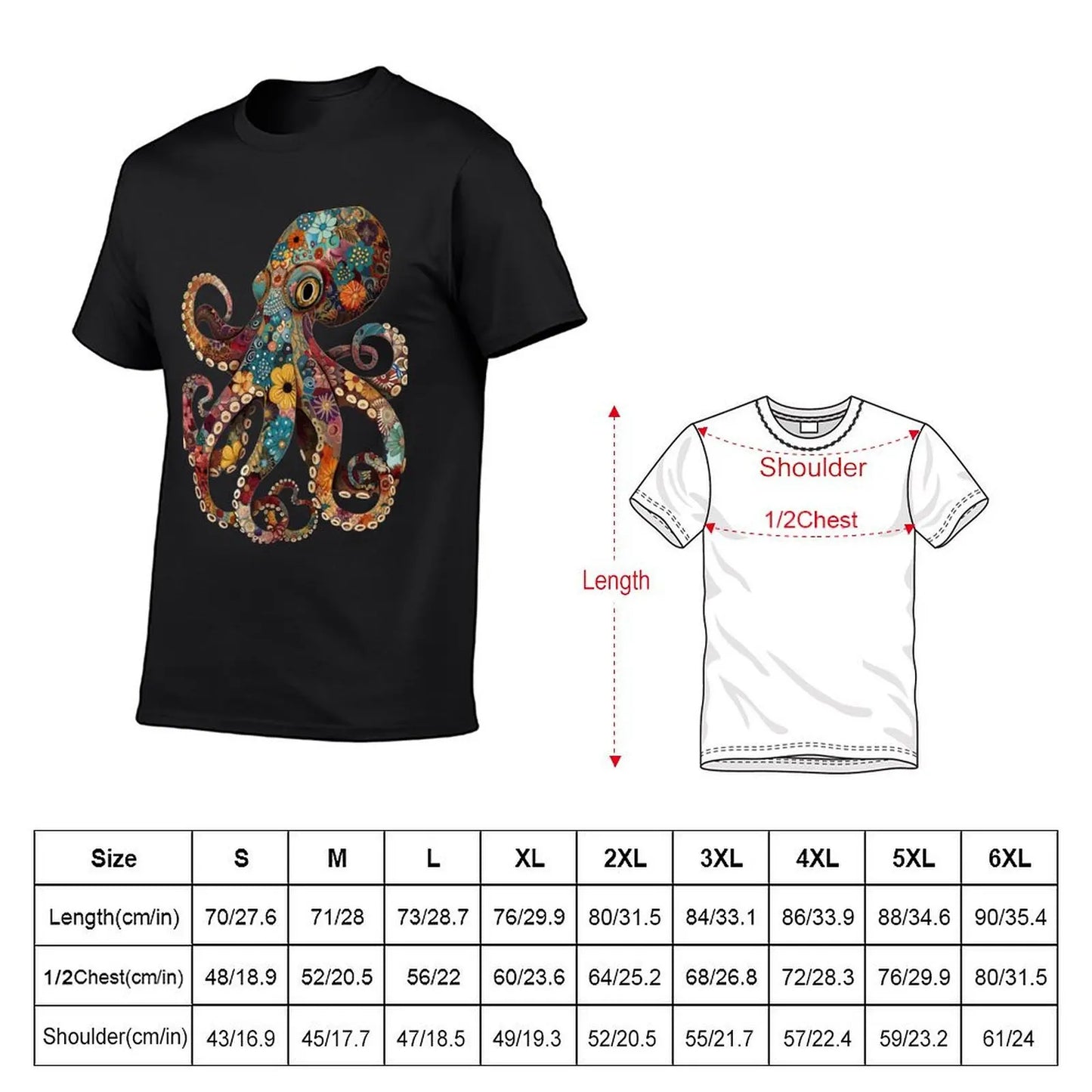 Full color octopus T-Shirt quick drying korean fashion summer tops Aesthetic clothing funny t shirts for men