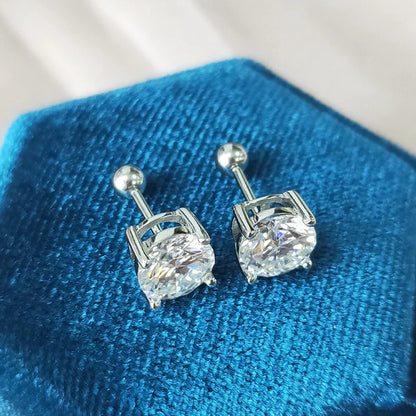 Single 1.0ct Moissanite Screw Thread Earrings for Women Lab Grown Diamond Ear Studs 925 Sterling Silver Fine Jewelry Gift