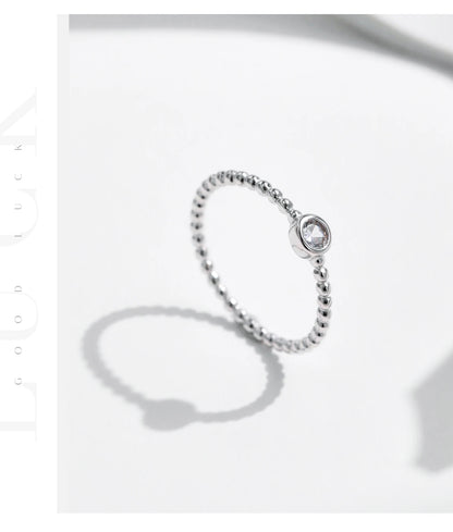 Bezel Setting Moissanite Ring 925 Sterling Silver Beads Trendy Stackable Finger Rings For Women Lab Diamond Jewelry