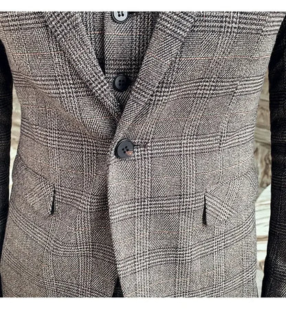 Hemp Suit (Blazer + Pants) Men's Fashion Hosts British Style Work Business Wedding Casual Art Style Elegant Gentleman Suit M-5XL