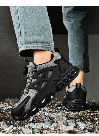 Anti-slip Safety Shoes Men Rotary Button Safety Shoes for Men Work Shoes Anti-smash Men's Sports Shoes Safety Pro