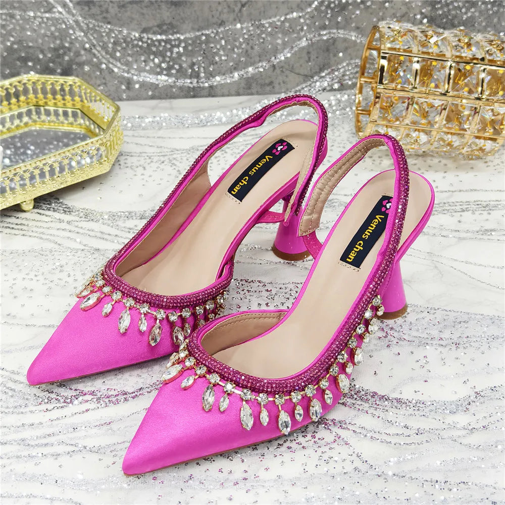Large Size Women's Wedding Shoes Italian Elegant Women's Party Shoes Solid Color High Heels Women's Formal Shoes