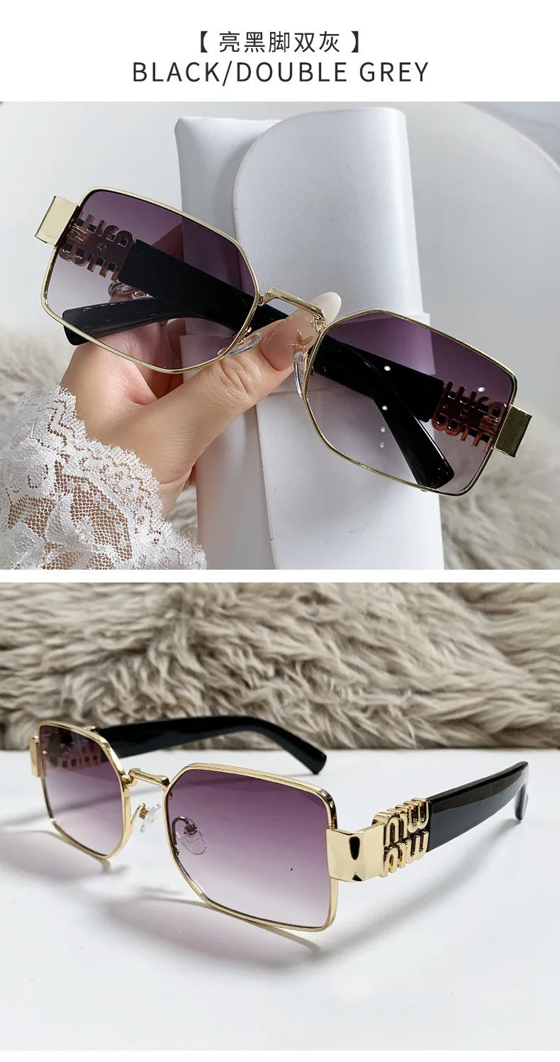 New Fashion Metal Box Women's Sunglasses High Quality High Sense Trend Street Sun Glasses Girls Sunshade Glasses UV400