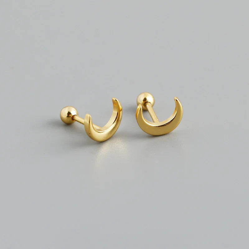 925 Sterling Silver Fashion Korean Petal Screw Bead Stud Earrings for Women Charm Ear Bone Piercing Jewelry Accessories