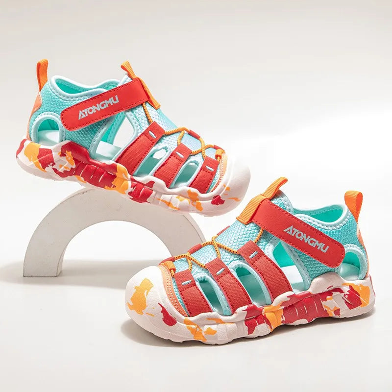 Children Casual Sandals for Boys Girls Sports Sandals New Summer Soft Beach Shoes Toes Capped Outdoor Play Cut-outs Breathable