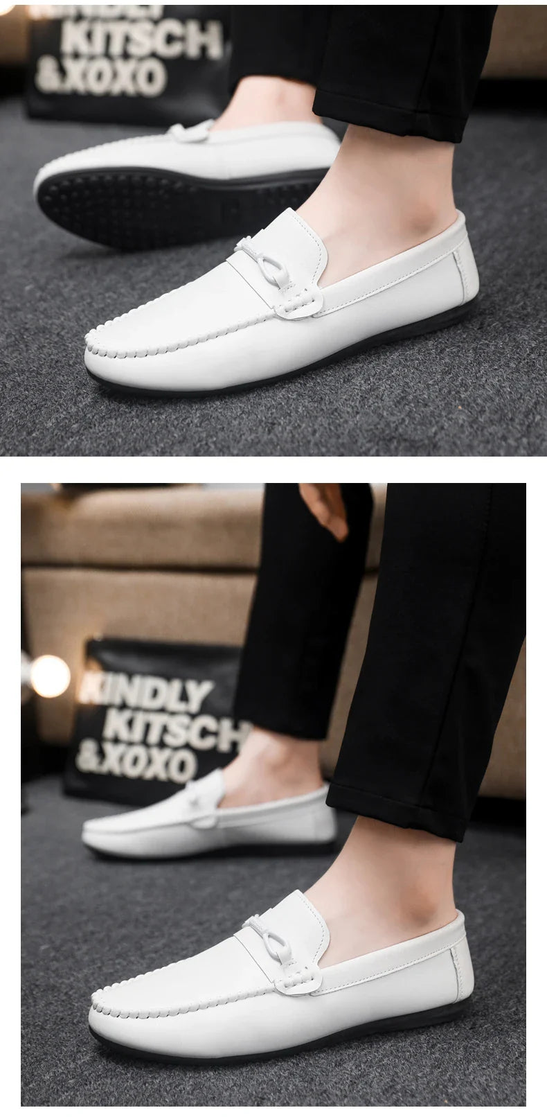 Mocassins Minimalistas Masculinos Sapatos Casuais de Couro Confortáveis Para Homens Sapatos de Condução Antiderrapantes Sapatos de Escritório Slip-on Tamanho Grande 46