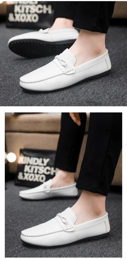 Mocassins Minimalistas Masculinos Sapatos Casuais de Couro Confortáveis Para Homens Sapatos de Condução Antiderrapantes Sapatos de Escritório Slip-on Tamanho Grande 46