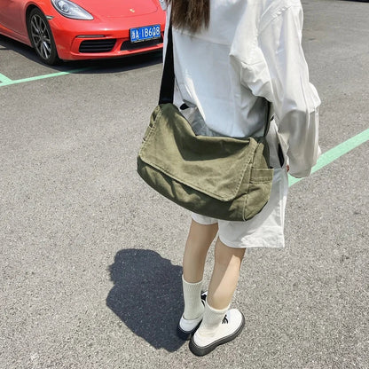 Women's Messenger Bag Vintage Handbag Canvas Teenager Shoulder Tote Bags Casual Handbag Crossbody Bag