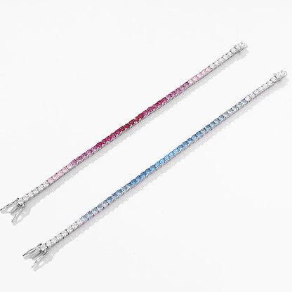 Gradient Red Color Tennis Bracelets S925 Sterling Silver High Carbon Diamond Bracelets for Women 2024 Original Fine Jewelry