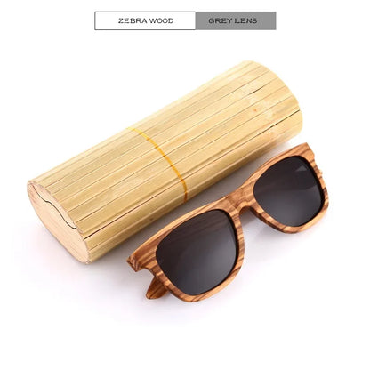 Men bamboo Wood Sunglasses Women Retro Vintage Polarized zebra Wooden Glasses Oculos De Sol Square Summer Goggle paper box
