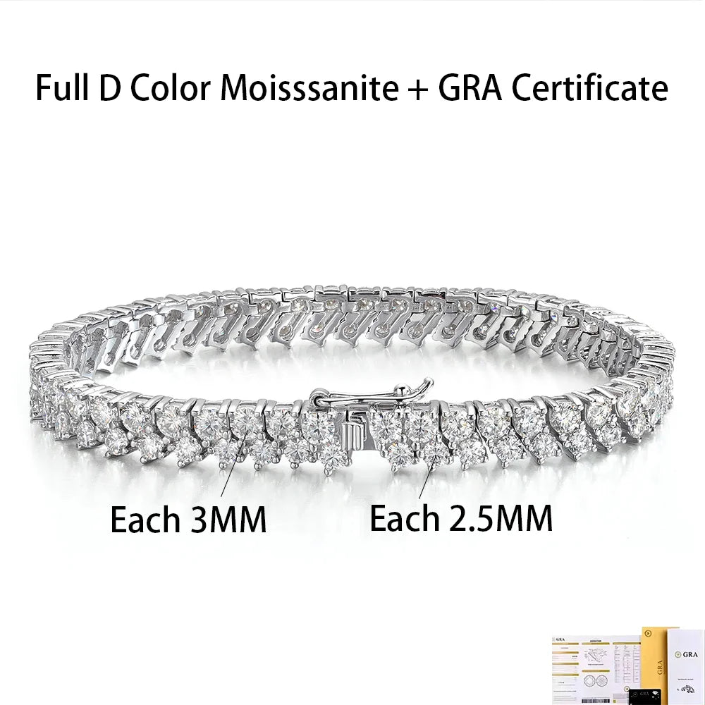 3mm Full Moissanite Bracelet 100% S925 Silver D Color Lab Diamond Bracelet For Women Man Wedding Party Fine Jewelry