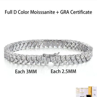 3mm Full Moissanite Bracelet 100% S925 Silver D Color Lab Diamond Bracelet For Women Man Wedding Party Fine Jewelry