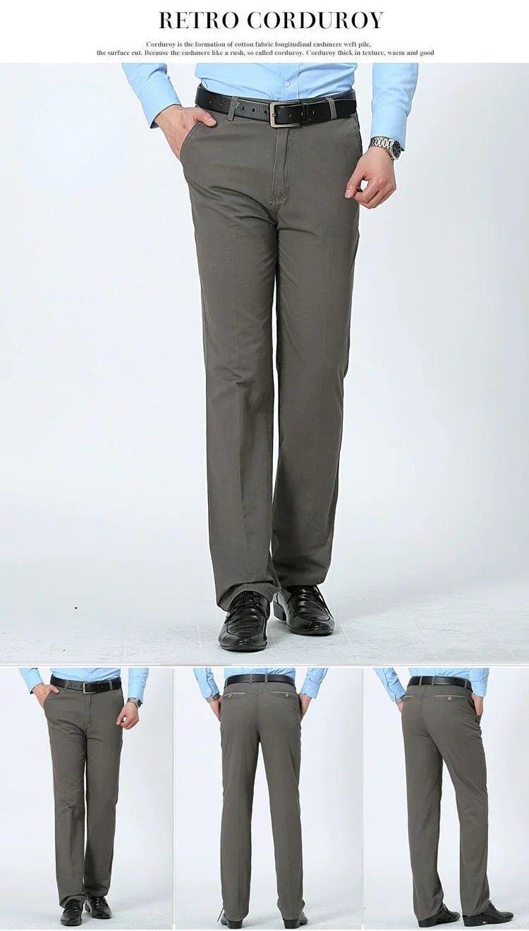 Professional Business Men's 100% Cotton Trousers Autumn Thick Summer Light Smart Office Style Quick-Drying Work Pants GOZBKF