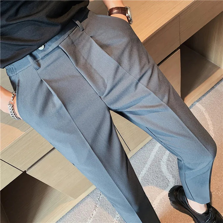 Men Slim British Style Suits Pants Business Casual Trousers Male Solid Fit Trousers High Quality Man Formal Wear Suit Pants 36