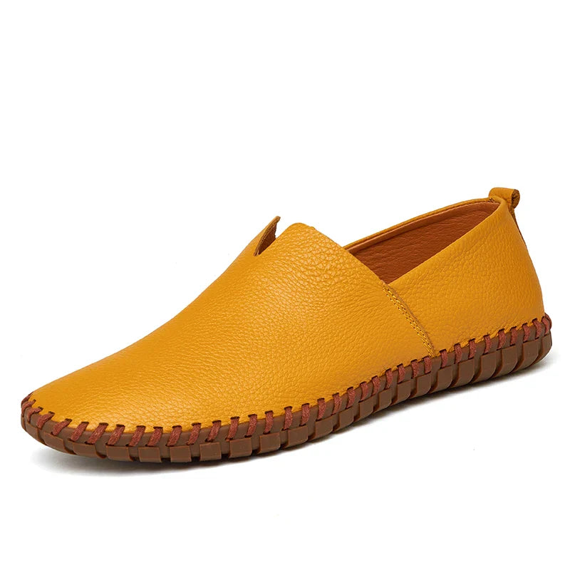 New Summer Breathable Men Loafers Handmade Leather Men's Driving Shoes Luxury Brand Flat Casual Shoes Soft Breathable Men Shoes