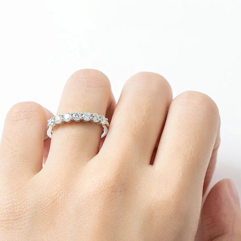 3mm D Color Moissanite Ring s925 Sterling Sliver Plated 18k White Gold Eternity Band Wedding Engagement Rings For Women