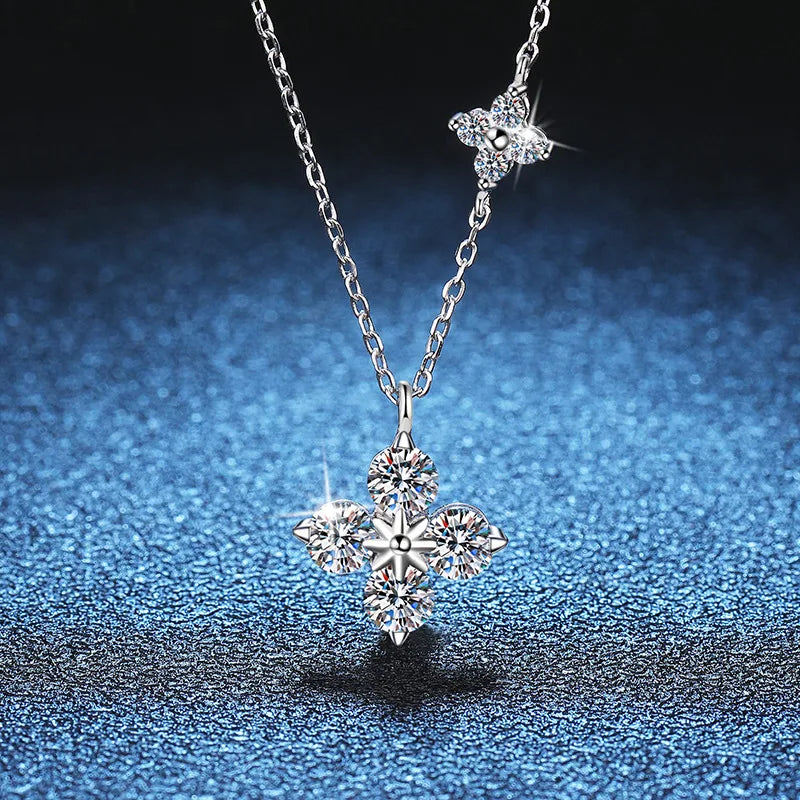 Clover GRA Certified 1.2cttw Moissanite Diamond Link Bracelet for Women 925 Silver Plated 18k Gold Hand Chain Bracelets