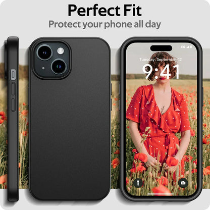 Ultra Thin Matte Silicone Soft TPU Case For iPhone 16 15 14 Plus 13 12 Mini 11 Pro XS Max X XR SE 2 3 7 8 Plus Solid Black Cover