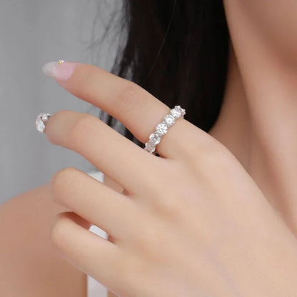 5mm Full Moissanite Ring for Woman Wedding 925 Sterling Silver Rings Lab Diamond Engagement Eternal Band Fine Jewelry