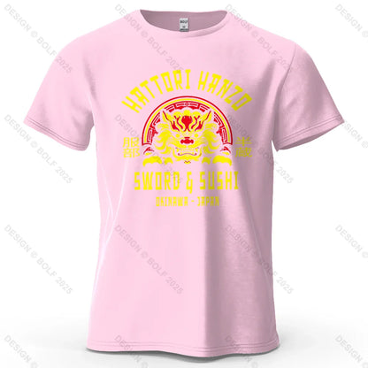 Samurai Warrior Printed Men's T-Shirt 100% Cotton Oversized Cultural Art Graphic Tees for Women Tops Tees Casual Streetwear