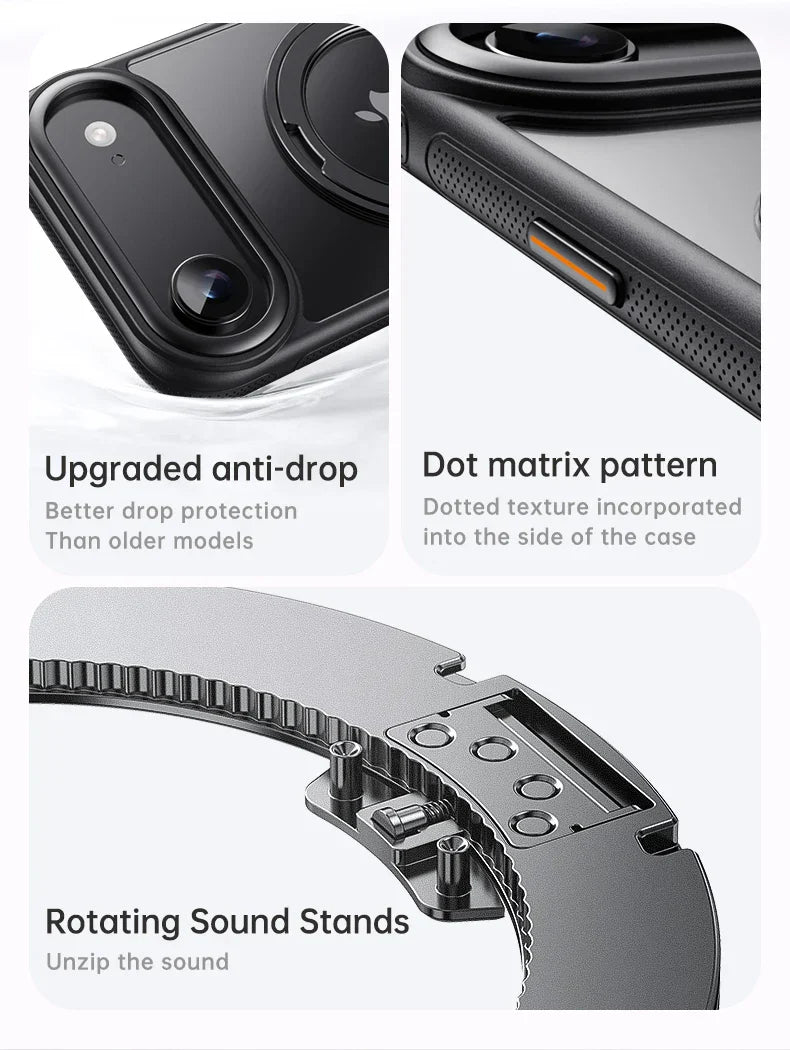 360° transparent Round ring Case for IPhone 12 13 14 15 16 Pro Max Fall prevention funda Cover sling Metal buttons 17 Air case