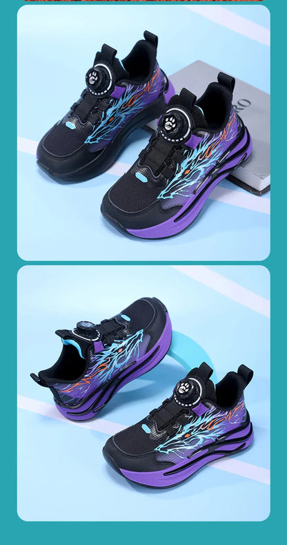 New Anti-skid Leather Kids Sneakers for Boys Running Walking Lightweight Casual Shoes With Fashion Dragon Pattern Size 31-38