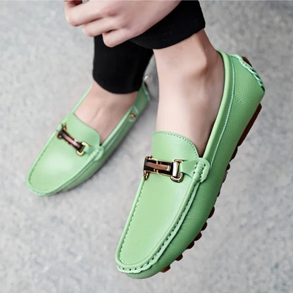 Shoes Men Handmade PU Leather Loafer Casual Driving Flats Slip-on Shoes Luxury Comfy Moccasins White Loafers Shoes for Men
