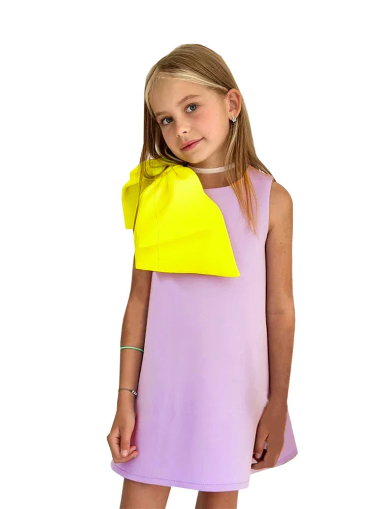 2024 New Girls party dress Bow Princess EidalFitr New In Dress Sleeveless Holiday Children Clothing  Party Costume Girls Clothes