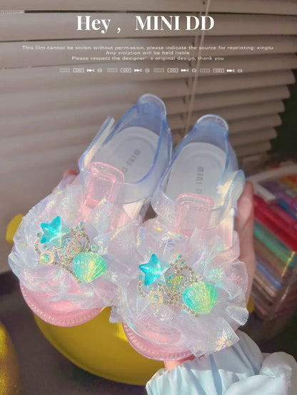 Girls' Princess Sandals 2025 Summer New Children's Jelly Sandals Soft Bottom Closed-toe Anti-collision Baby Kid's Beach Shoes